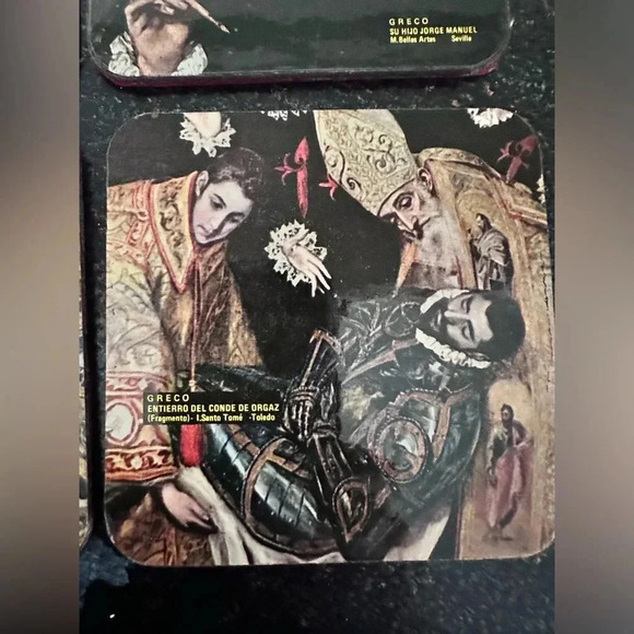 Vintage Coasters: GRECO Coaster Set with Renaissance Art Designs - Picture 6 of 8